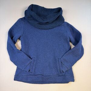 J Crew Sweater Womens Medium Blue Wool Blend Funnel Neck Warm Knit Top